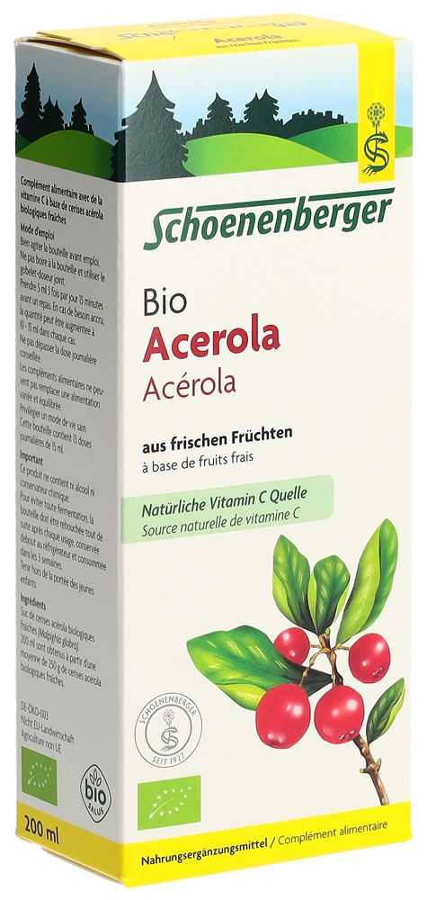 Schoenenberger Acérola à base de fruits frais bio fl 200 ml