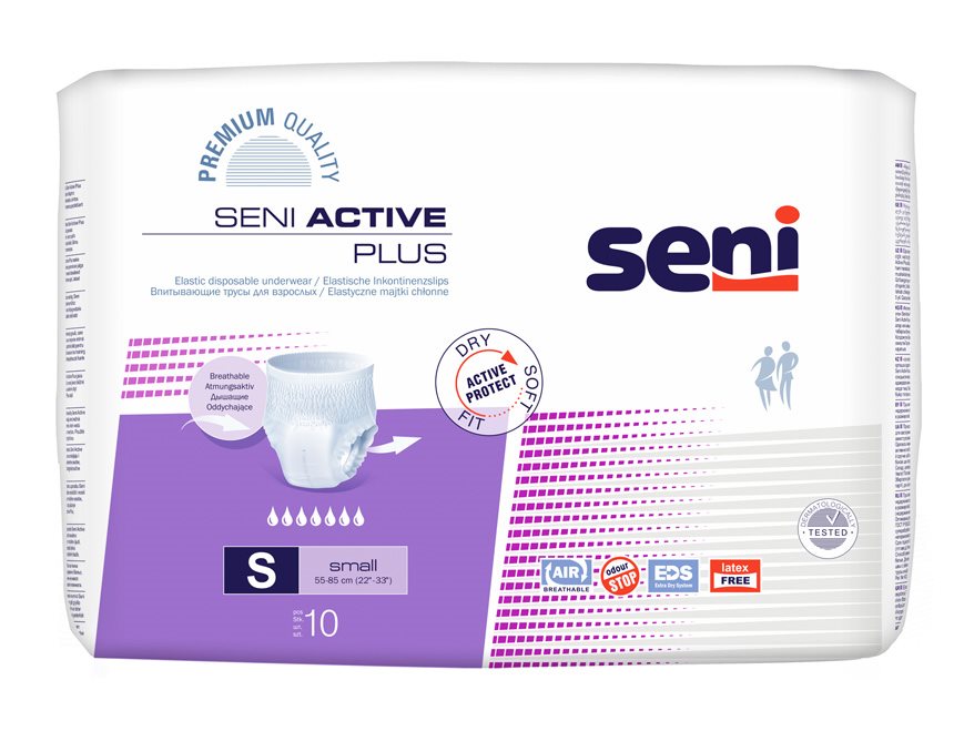 Image of Seni Active Plus Pants Einweghosen S atmungsaktiv Hüftumfang 55-85cm 7 Tropfen 10 Stk