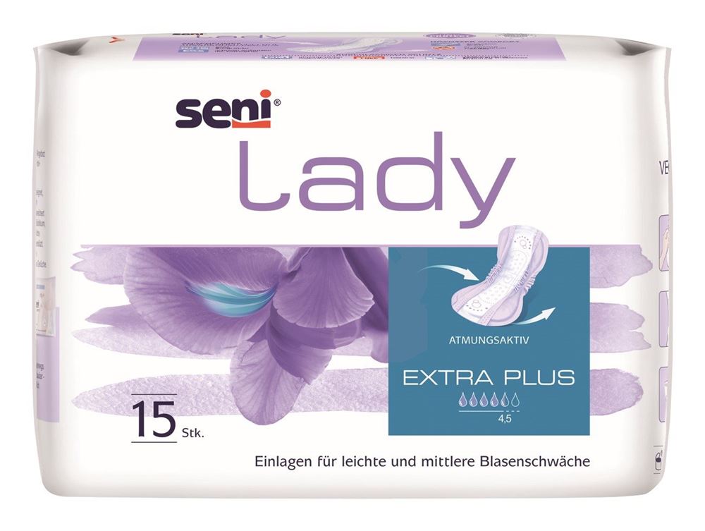 Image of Seni Lady Extra Plus Einlage atmungsaktive anatomische 15x33cm 4.5 Tropfen 15 Stk