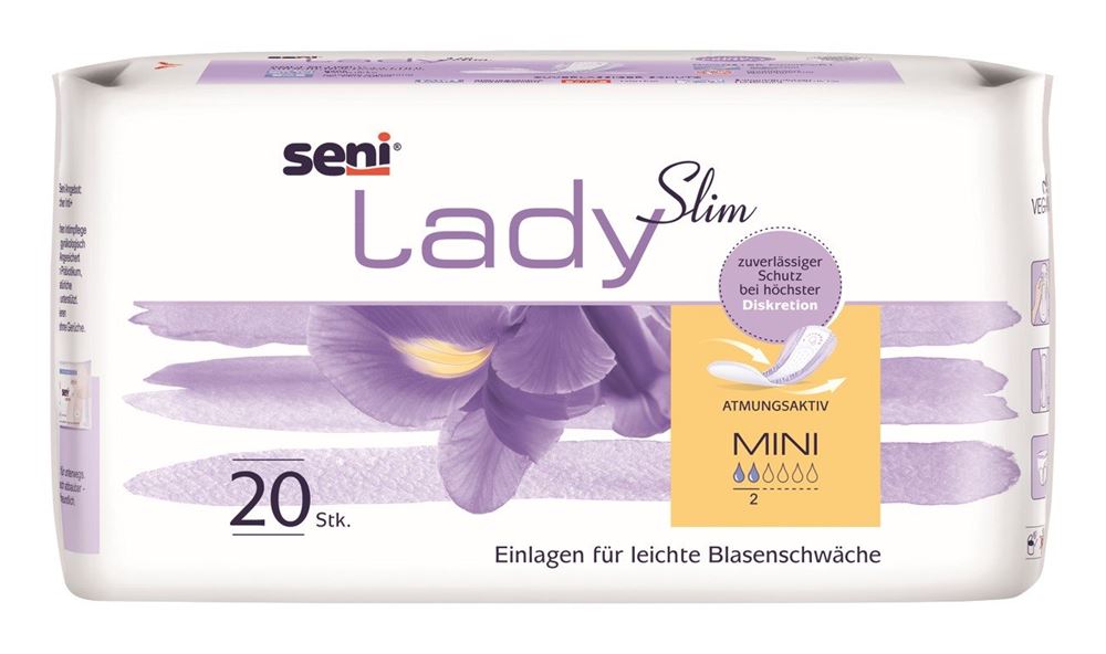 Image of Seni Lady Slim Mini Einlage atmungsaktive anatomische 9.5x22.5cm 2 Tropfen 20 Stk