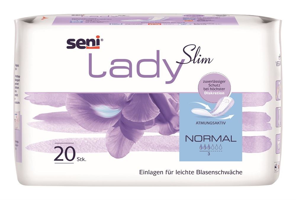 Image of Seni Lady Slim Normal Einlage atmungsaktive anatomische 10.5x28cm 3 Tropfen 20 Stk