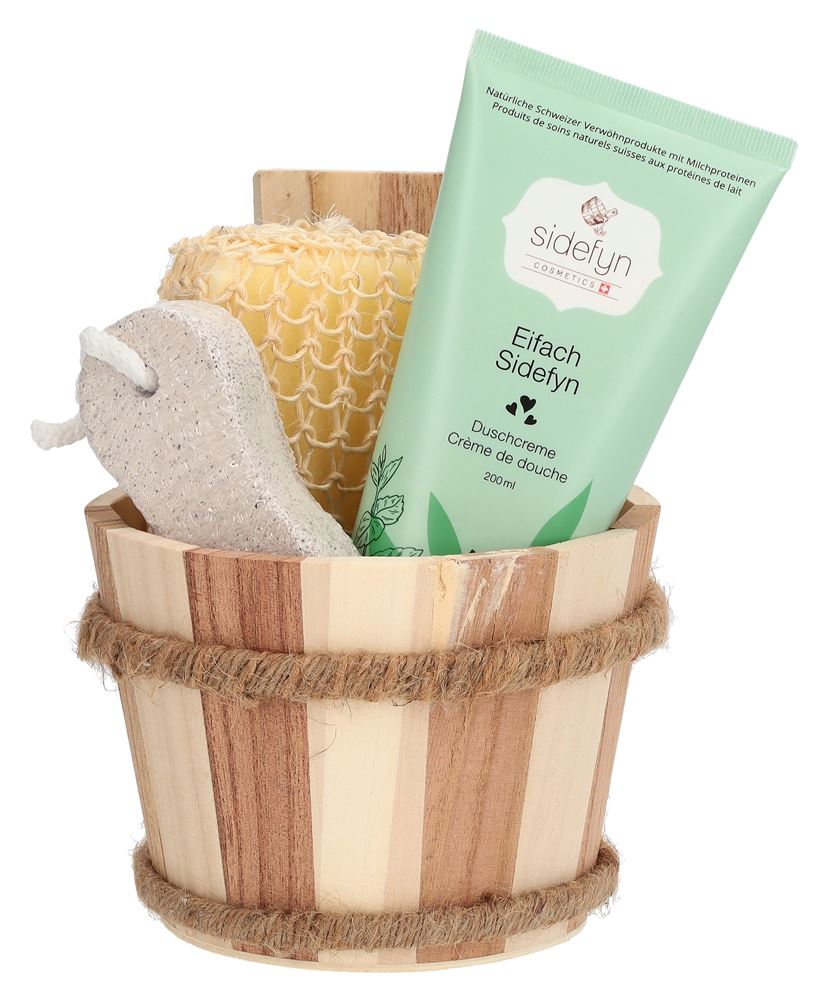 Sidefyn Geschenkset Holzkübel Duschcreme Eifach sidefyn