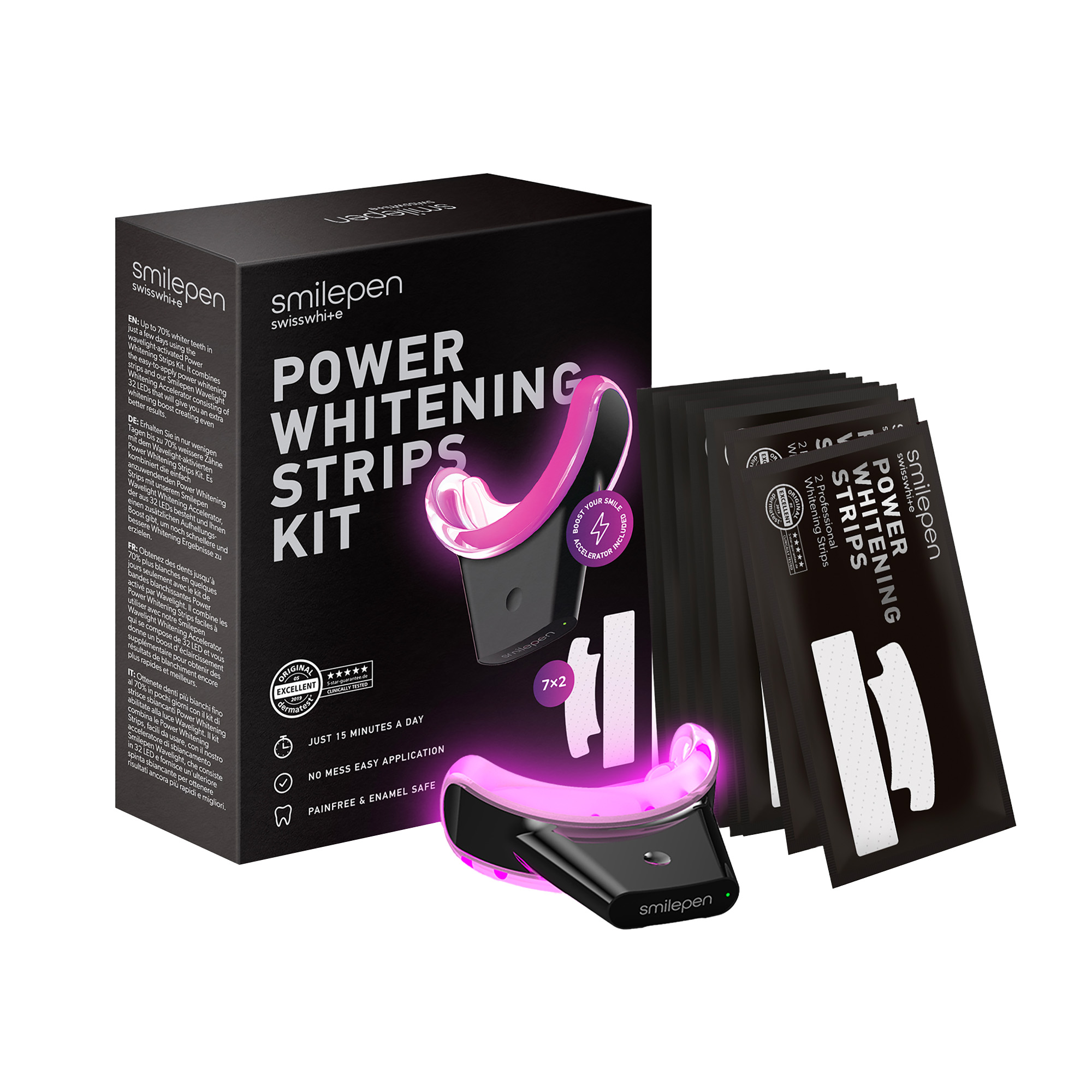 smilepen Power Whitening Strips Kit 7x2 Strips 1x Whitening Accelerator