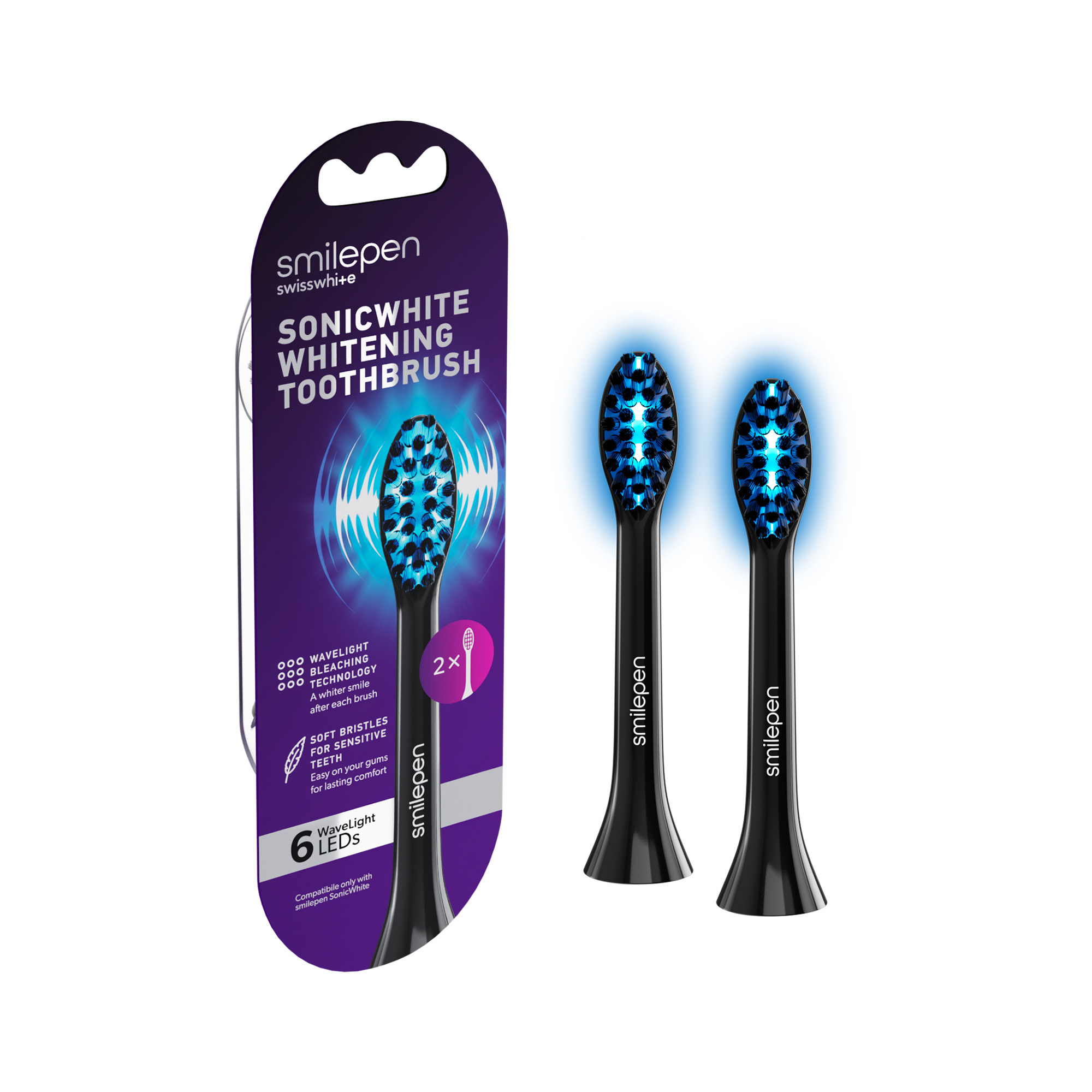 Image of smilepen SonicWhite 6 LED Ersatzbürstenköpfe 2 Stk