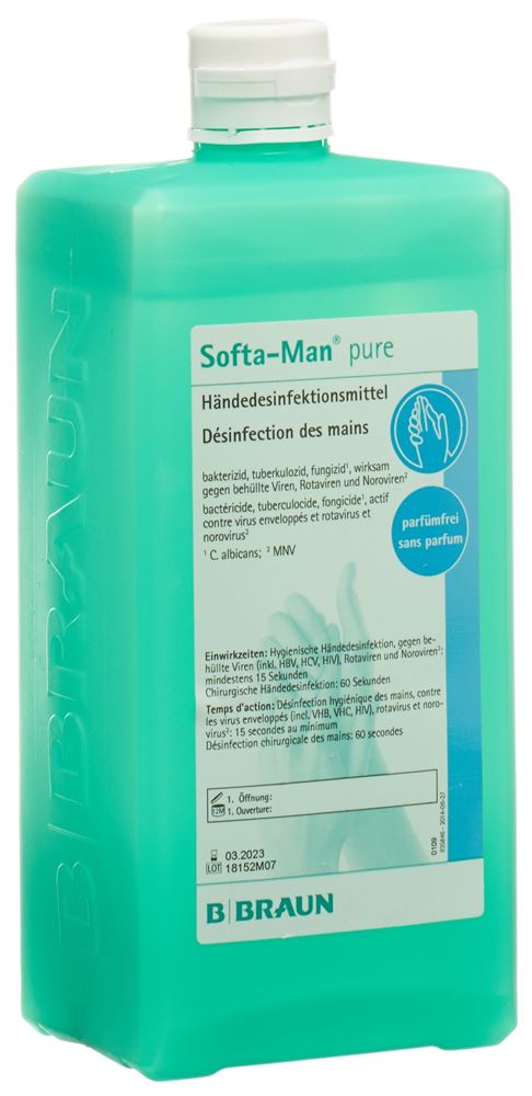 Softa-Man pure disinfezione mani alcolica senza profumo 1000 ml