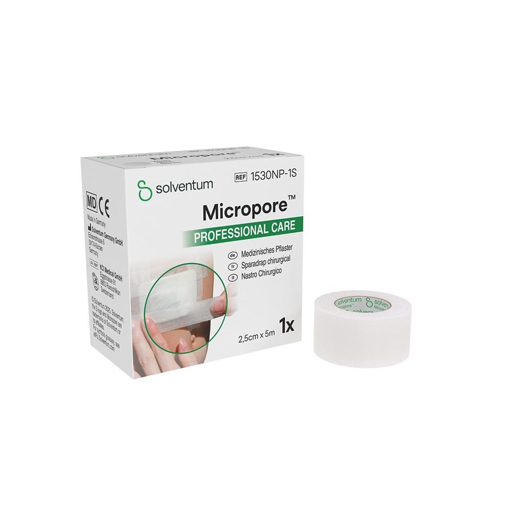 Solventum Micropore Rollenpflaster ohne Dispenser 25mmx5m Refill weiss Box
