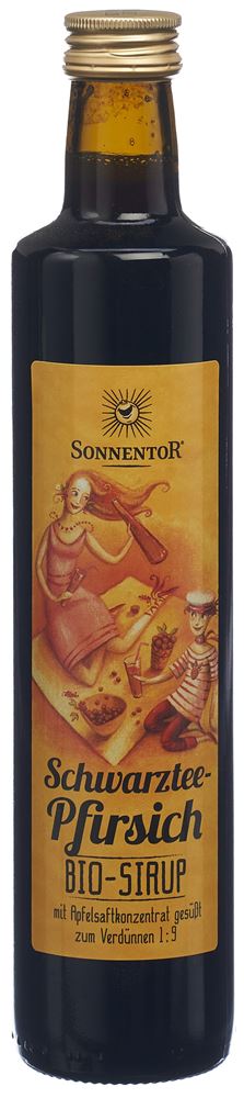 Image of Sonnentor Schwarztee-Pfirsich Sirup BIO Glasfl 500 ml