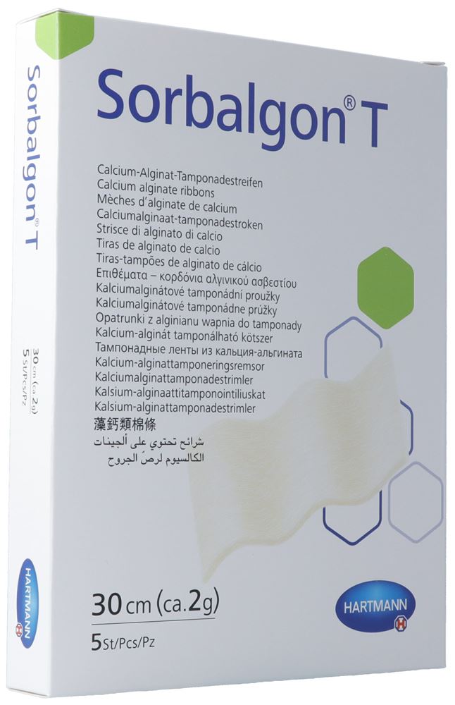 Sorbalgon T Tamponaden Streifen 2g/30cm 5 Stk