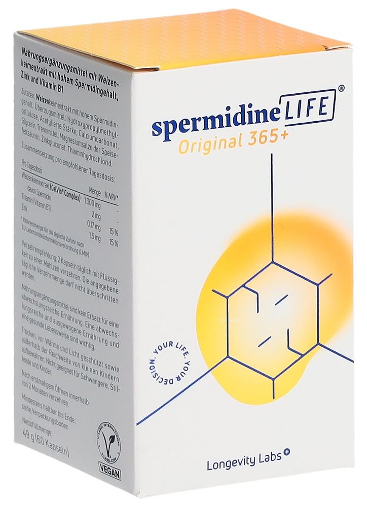 Image of spermidineLIFE Original 365+ Kaps 2 mg natürliches Spermidin Glas 60 Stk