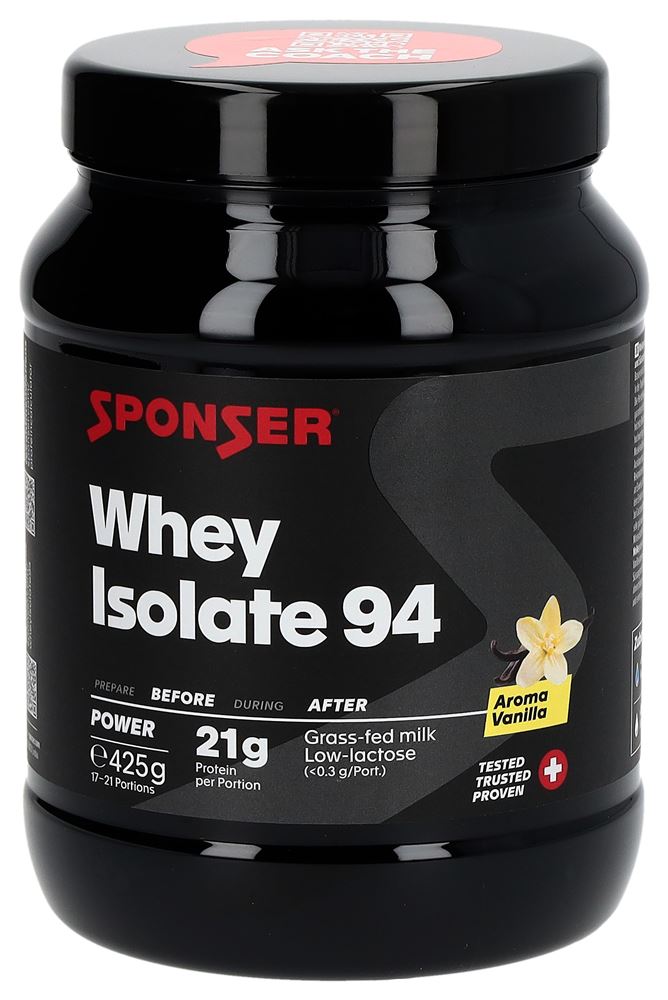Sponser Whey Isolate 94 Vanilla Dose 425 g | Sportlerernährung | Für Wachstum & Erhalt Muskelmasse | hoher Proteingehalt | Molkenproteinisolat