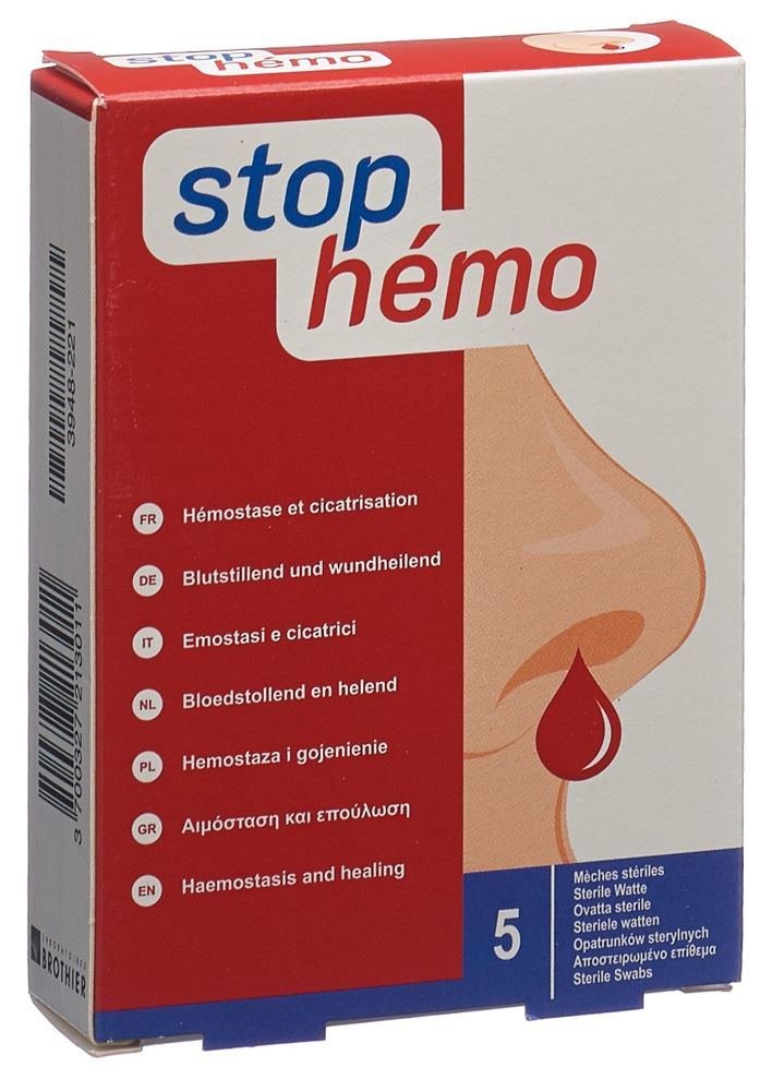 Stop Hémo Watte hämostatisch steril einzeln verpackt Btl 5 Stk