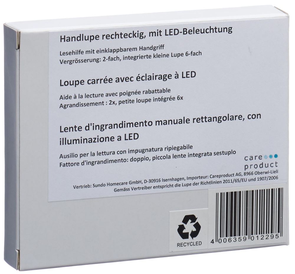 Sundo Lente d’ingrandimento a mano con LED quadrata