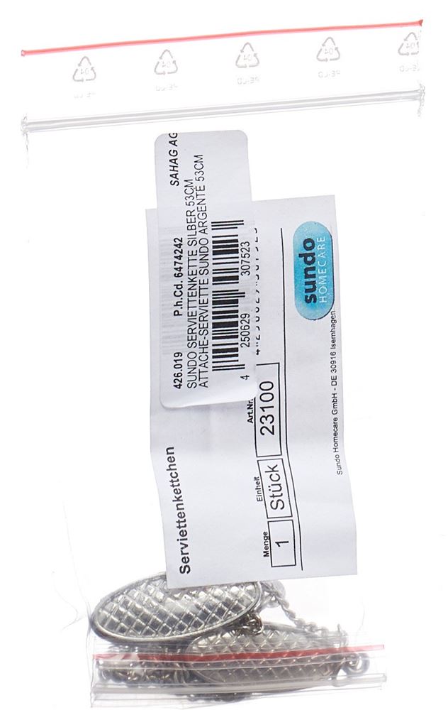 Sundo attache-serviette 53cm argenté avec clips