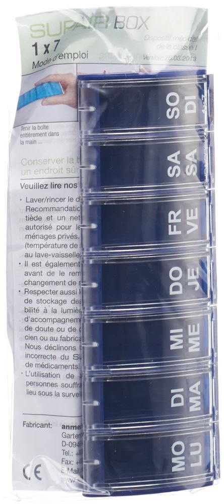 Image of Supairbox 1x7 Wochendispenser deutsch/französisch blau