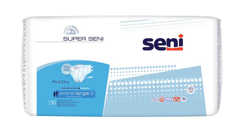 Image of Super Seni Windelhosen XL atmungsaktiv Hüftumfang 130-170cm 6 Tropfen 30 Stk