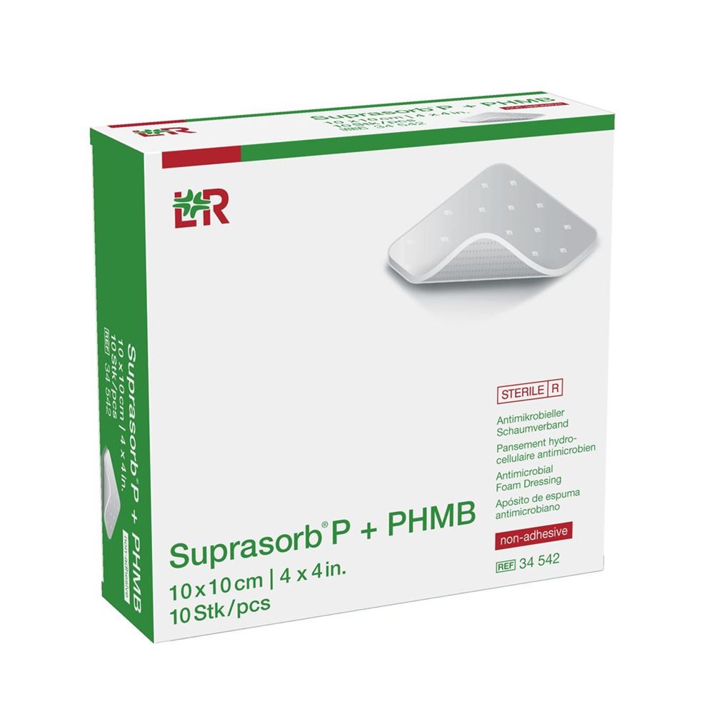 Suprasorb P + Phmb antimikrobieller Schaumverband 10x10cm 10 Stk