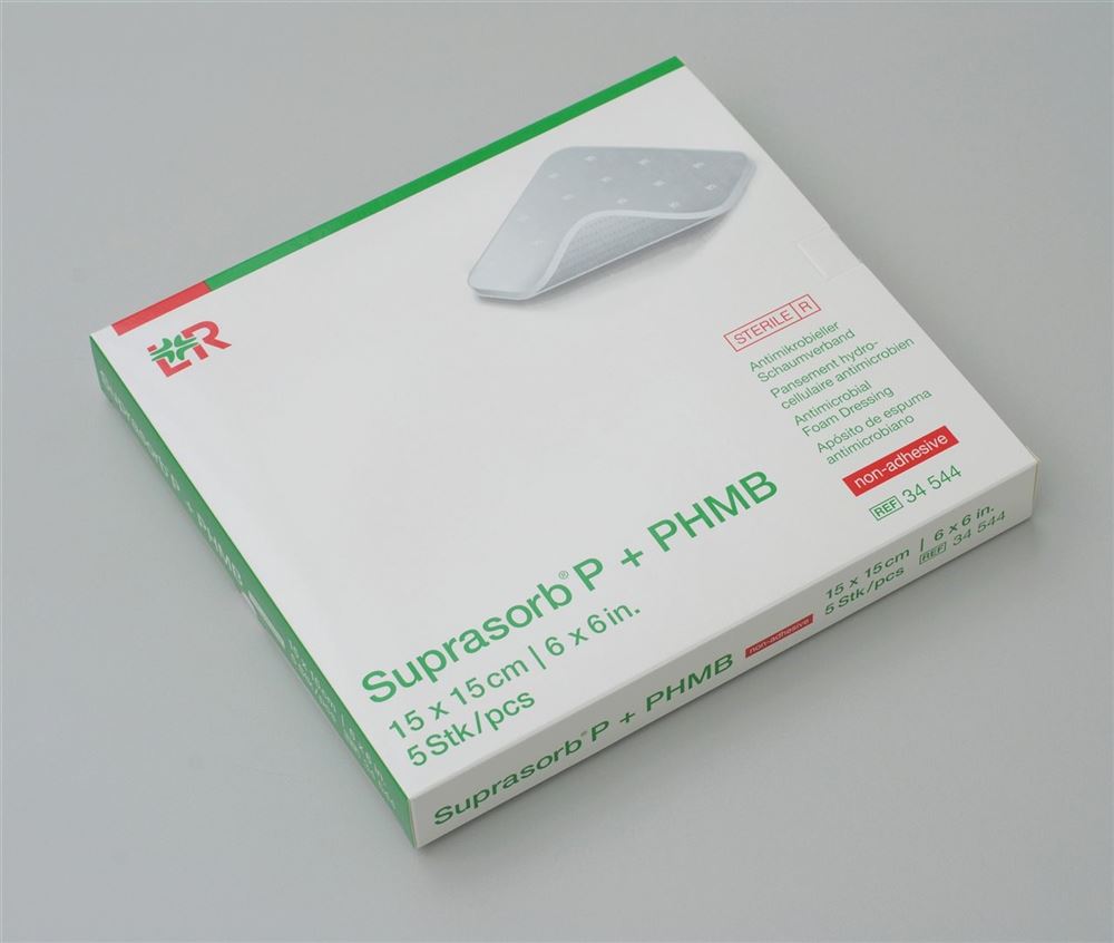 Suprasorb P + Phmb antimikrobieller Schaumverband 15x15cm 5 Stk