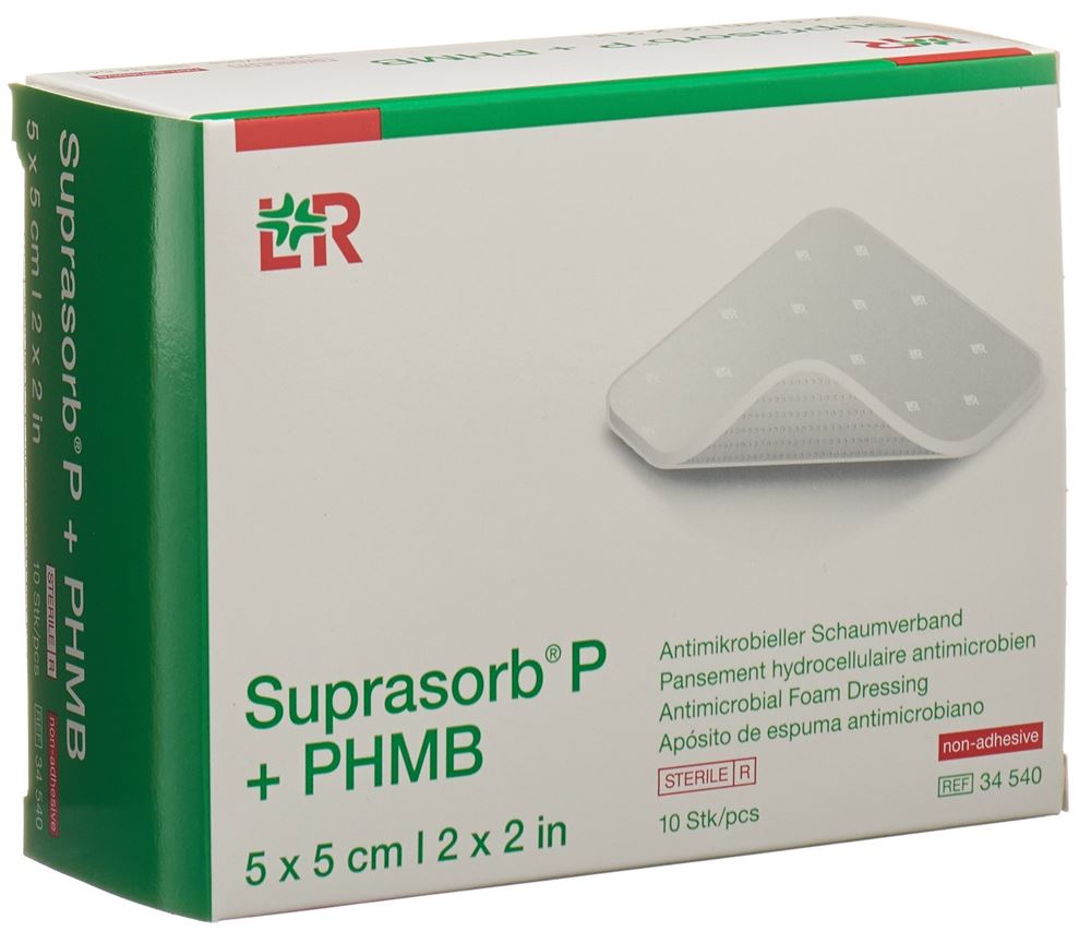 Suprasorb P + Phmb antimikrobieller Schaumverband 5x5cm 10 Stk