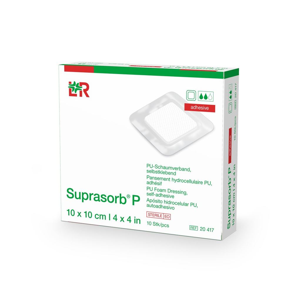 Suprasorb P medicazione in schiuma 10x10 cm adesiva 10 pezzi