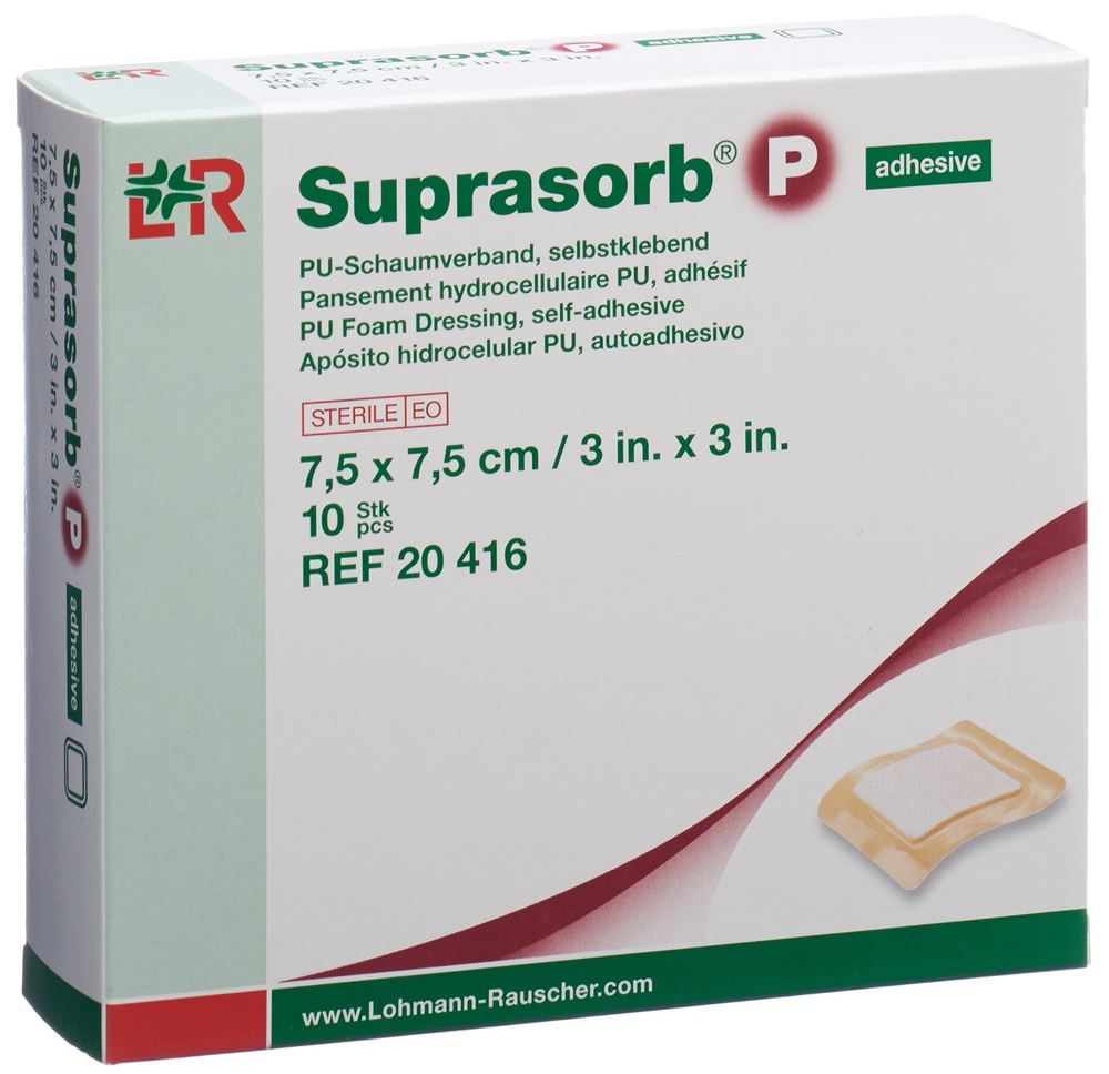 Suprasorb P pansement en mousse 7.5x7.5cm adhésif 10 pce