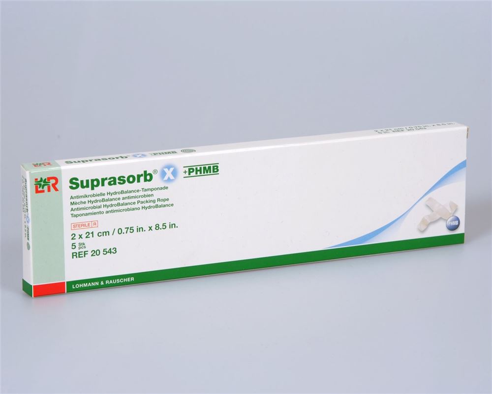 Image of Suprasorb X + Phmb HydroBalance Tamponade 2x21cm steril 5 Stk