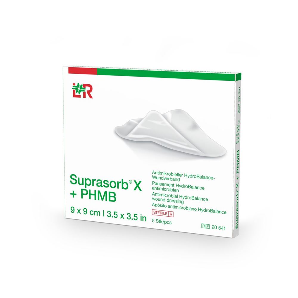 Image of Suprasorb X + Phmb HydroBalance-Wundverband 9x9cm antimikrobiell 5 Stk
