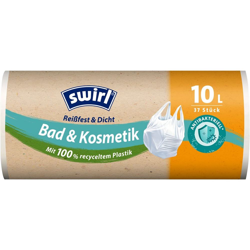 Swirl sacs poubelle salle de bain 10l antibactérien 37 pce