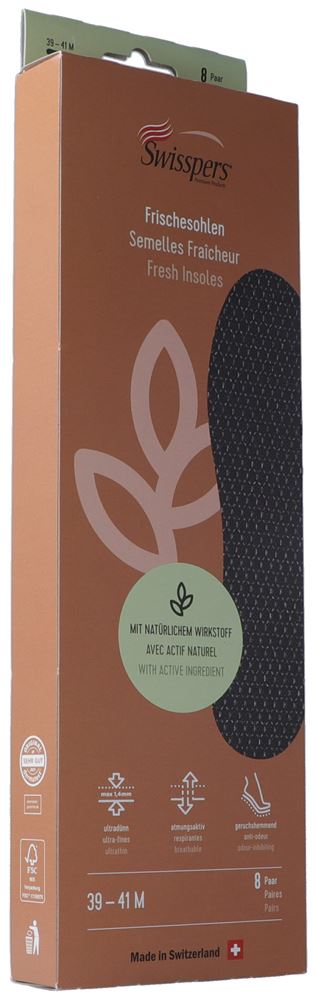 Swisspers semelles fraîcheur M 41 noir 8 paire
