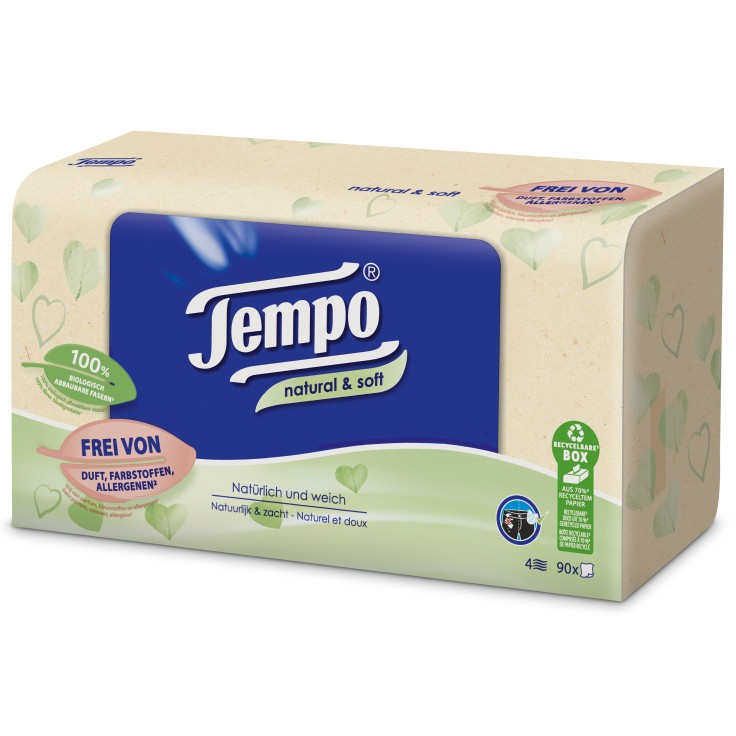 Tempo mouchoirs natural & soft box 90 pce