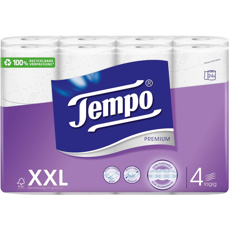 Image of Tempo Toilettenpapier 4lagig 120 Blatt Rolle 24 Stk