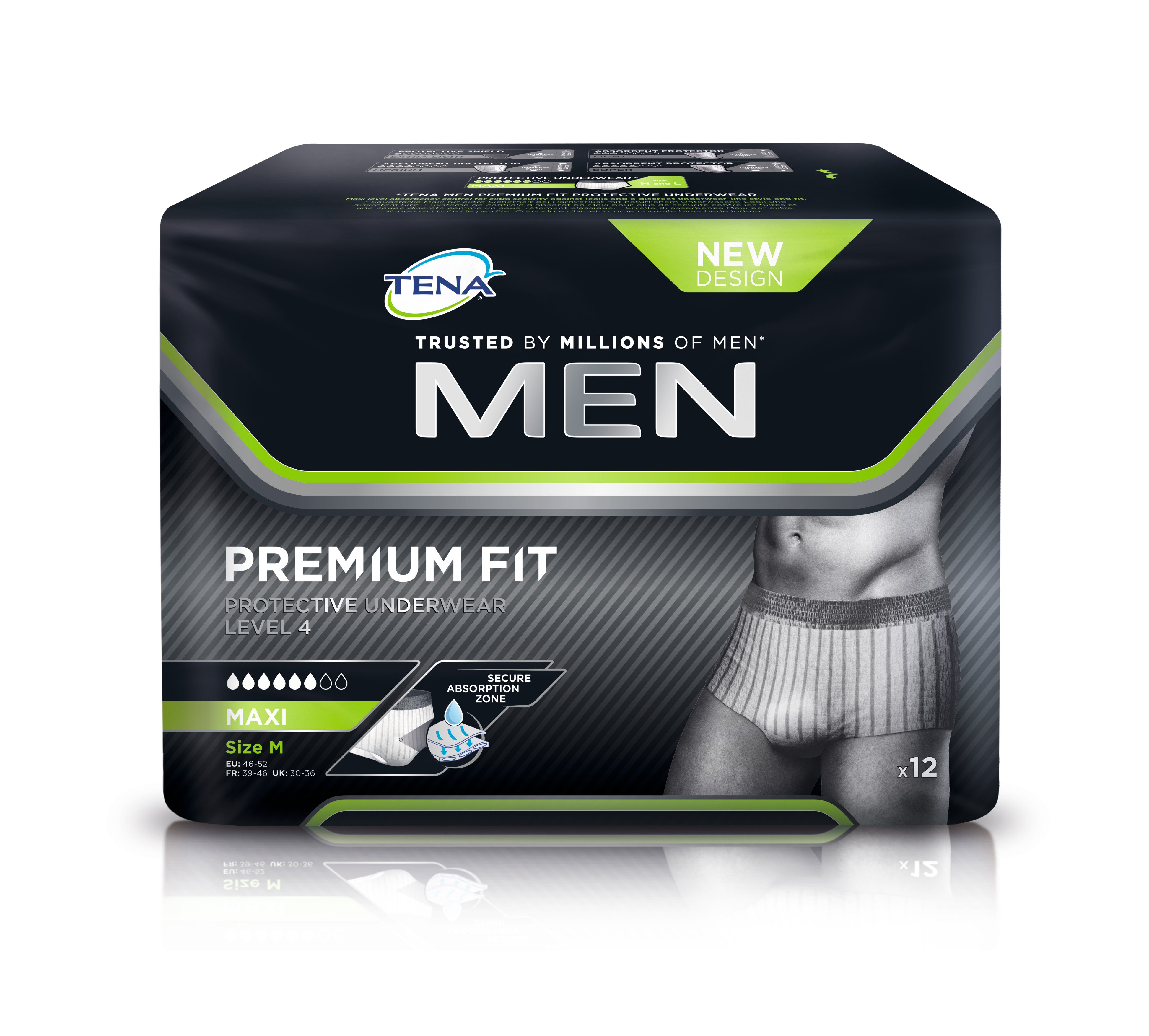 Image of Tena Men Premium Fit Protective Underwear Level 4 S/M 12 Stk