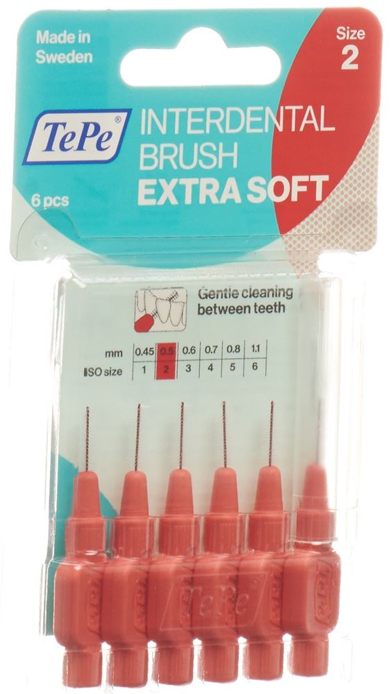 TePe Interdental Brush 0.5mm Extra Soft rot (6 Stk)