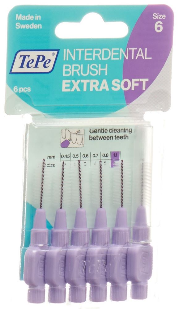 Image of TePe Interdental Brush 1.1mm x-soft violett Blist 6 Stk