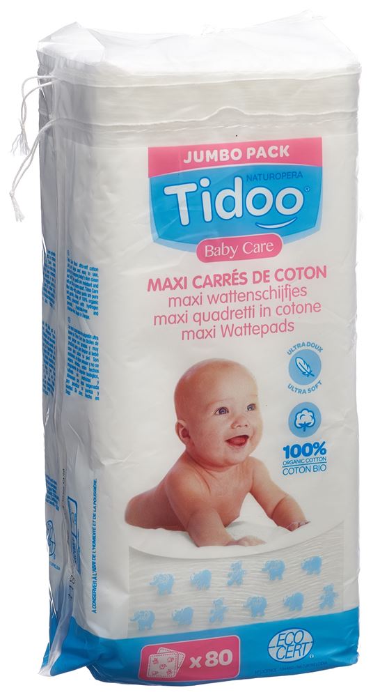 Image of Tidoo Maxi Baumwoll-Quadrate Familie Bio 80 Stk
