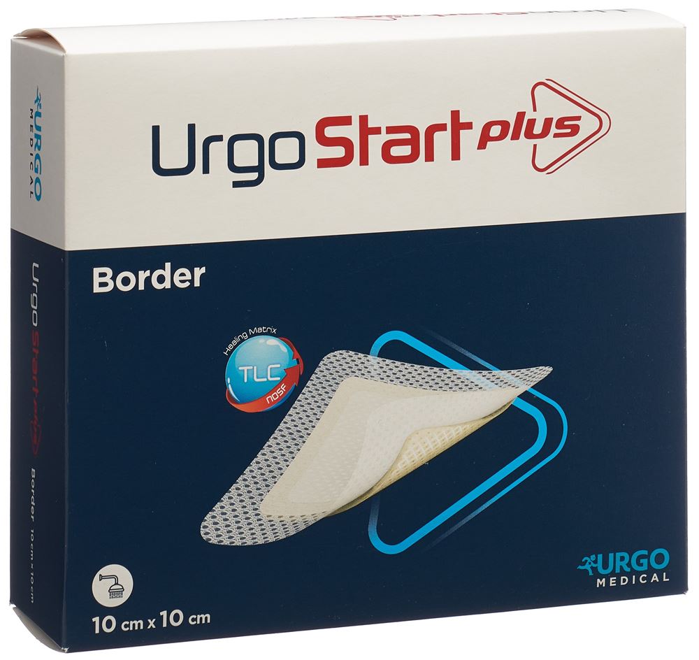 Image of UrgoStart Plus Border Selbsthaftende Polyacrylatwundauflage 10x10cm mit mikroadhäsiver TLC-NOSF-Wundheilungsmatrix 10 Stk