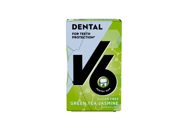 V6 Dental Care Kaugummi Green Tea Jasmine Box 24 Stk