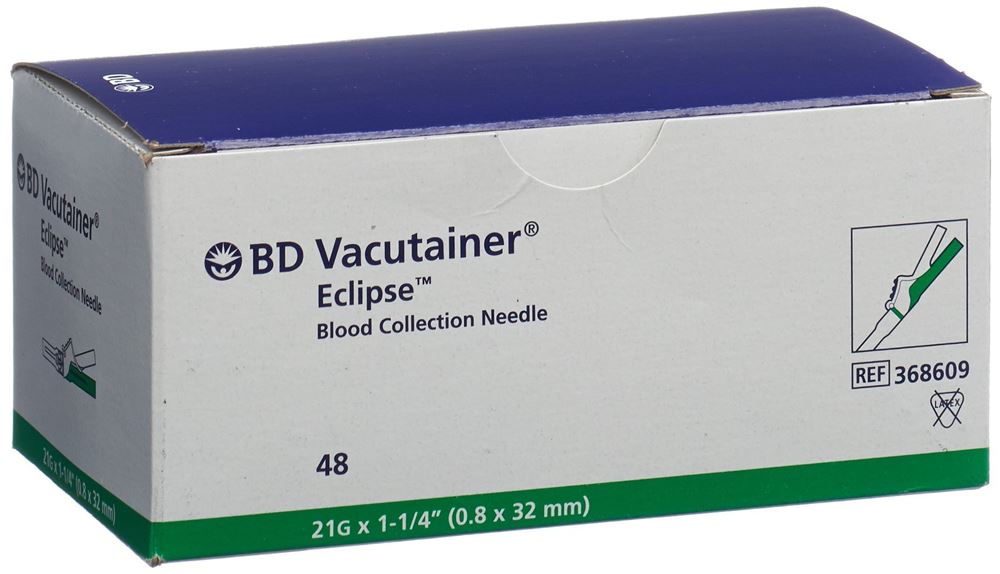 Vacutainer Eclipse canule 21G 0.8x32mm vert 48 pce