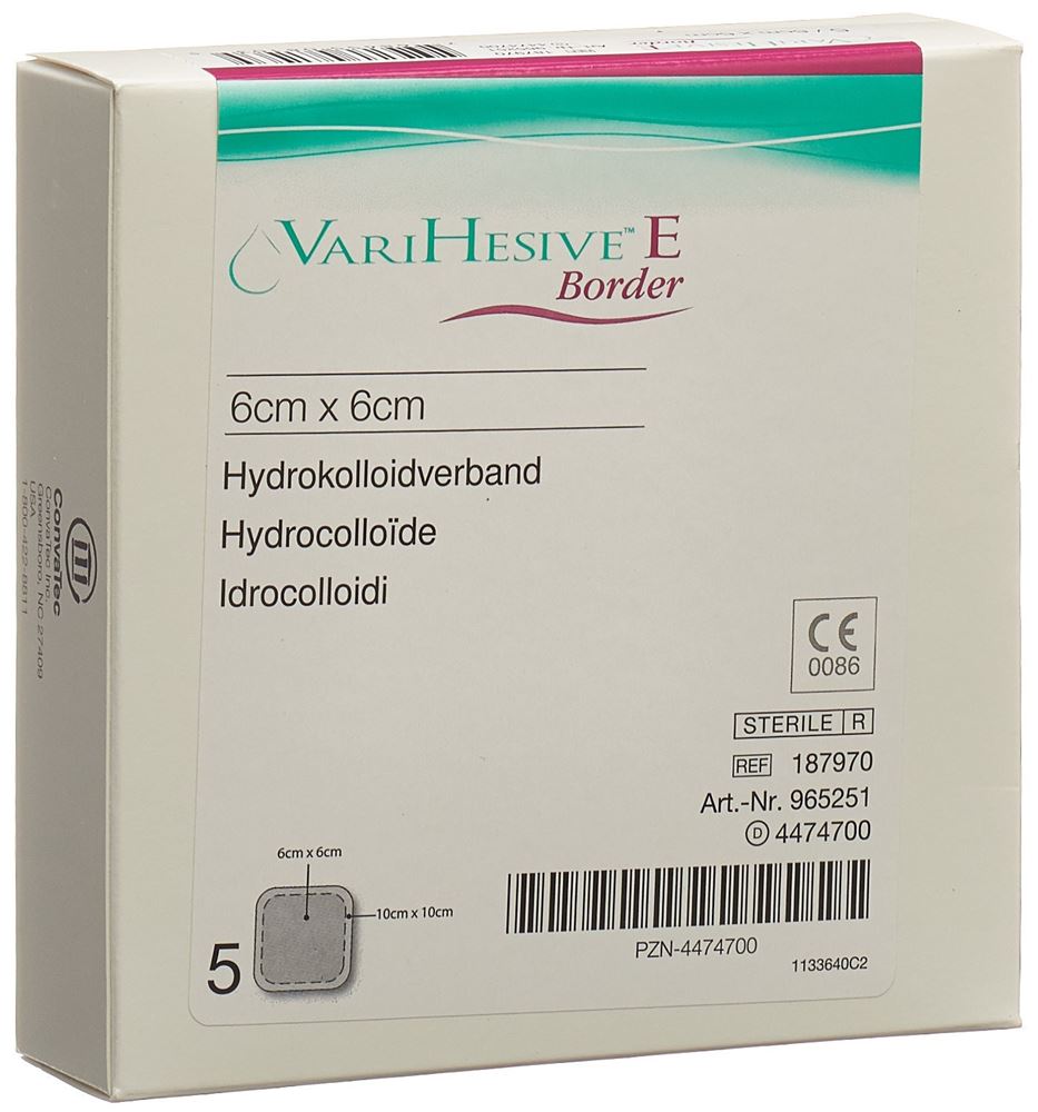 Varihesive E Border medicazione 6x6/10x10cm 5 pezzi