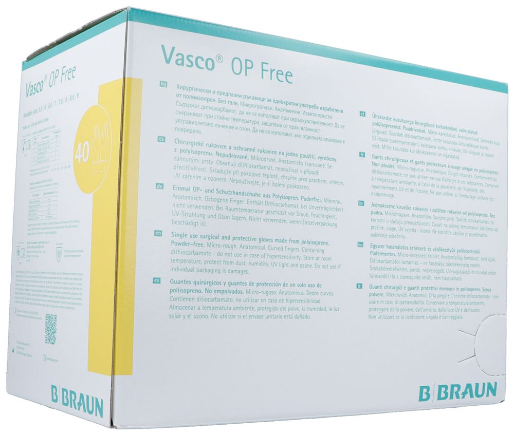 Image of Vasco OP Free Handschuhe Gr8.0 steril ohne Latex 40 Paar