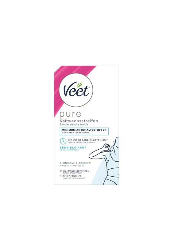 Veet bandes de cire froide pour les aisselles et le maillot sensitive 8 x 2 pce