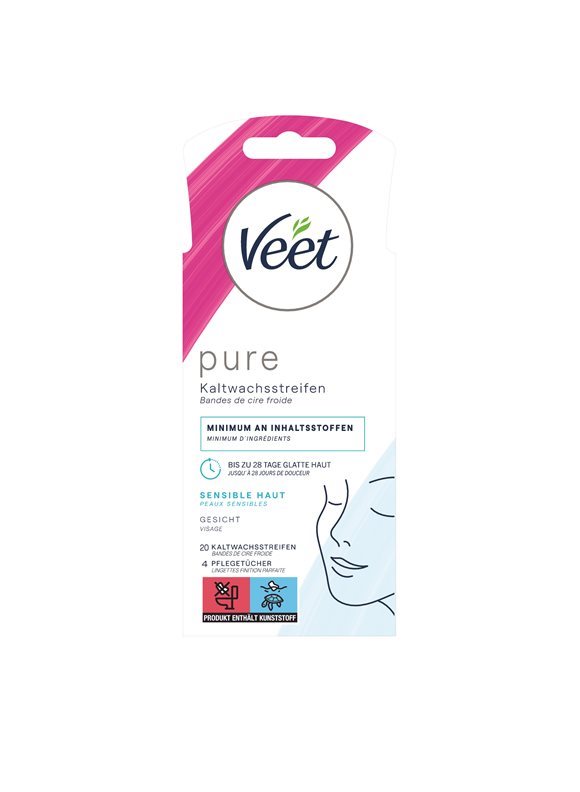 Veet bandes de cire froide visage peaux sensibles 20 pce