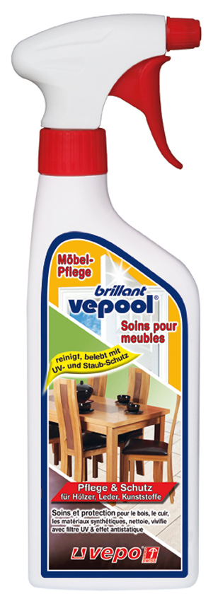 Vepool Brillant soin des meubles pour bois cuir plastique avec filtre UV et effet antistatique vapo 500 ml