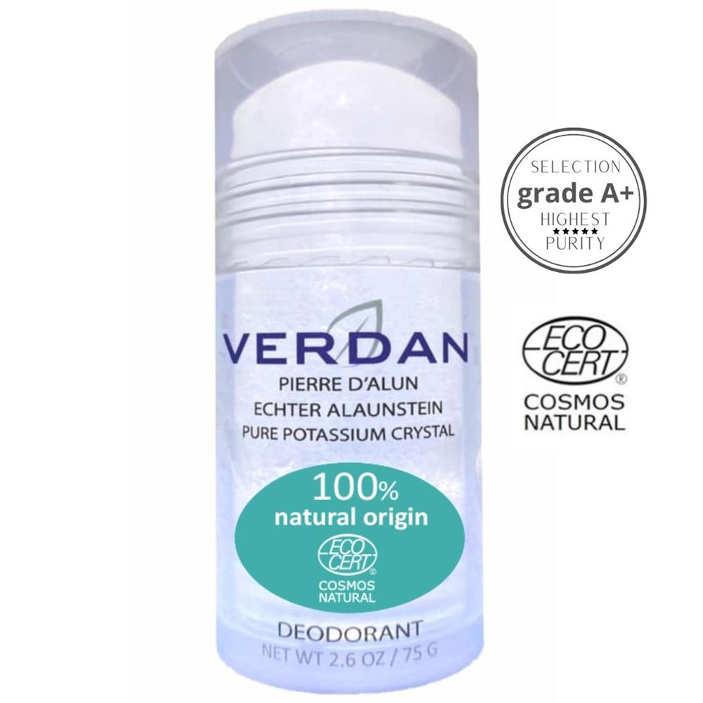 Verdan Pietra di allume marmorizzata grado A+ Deodorante stick Minerale 100% naturale Ecocertificato 75 g