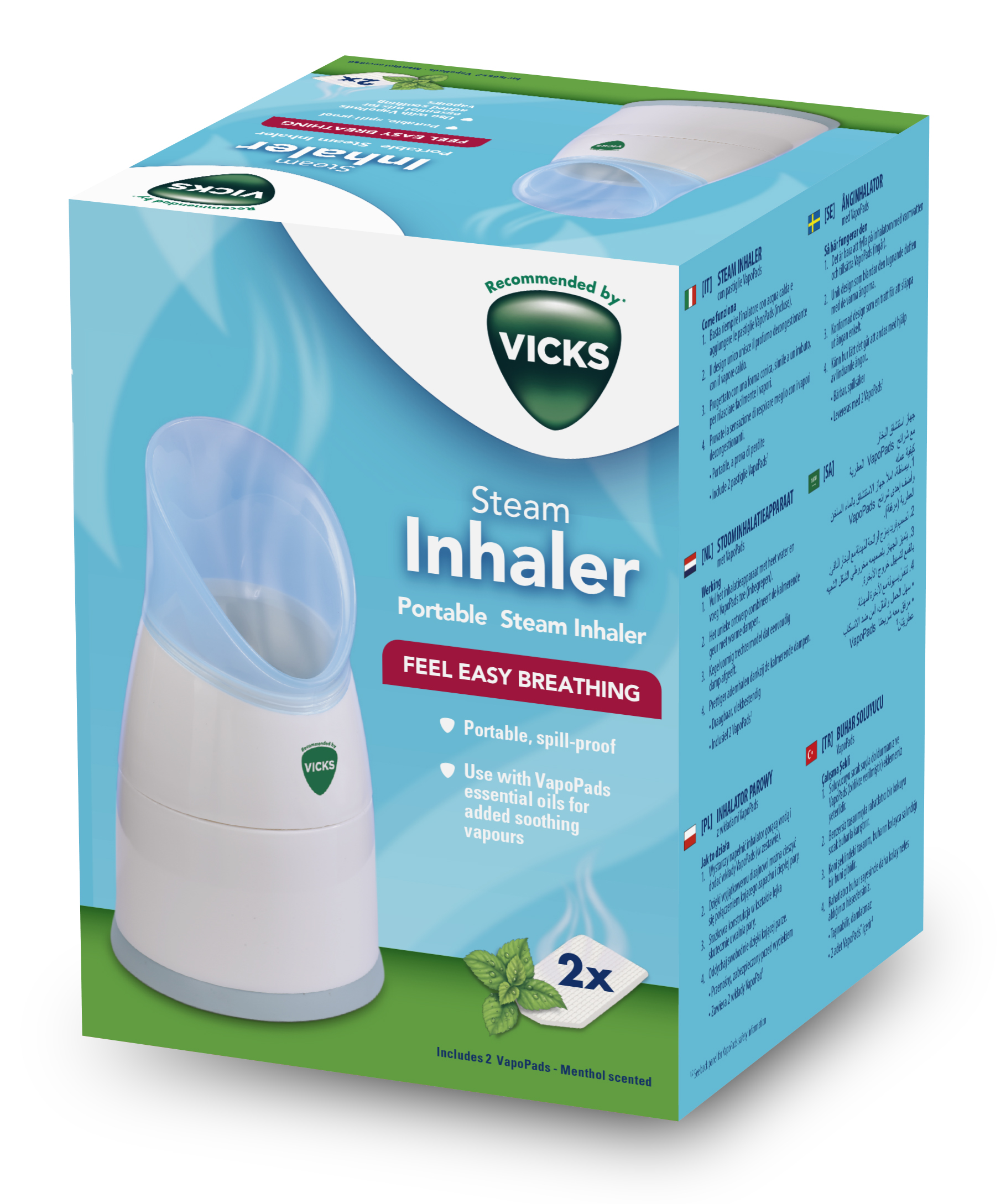 Vicks Dampfinhalator V1300Euv1 Erkältung Inhalationsgeräte Grippe Gesundheit Tragbarer Linderung Husten und Erkältungen