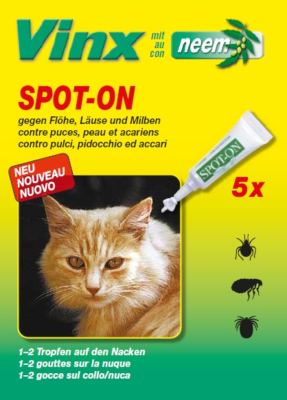 Vinx spot on gocce al neem gatto 5 x 1 ml