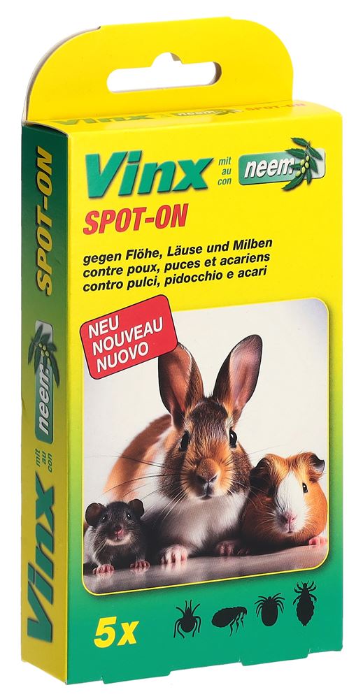 Vinx spot on gocce al neem roditori 5 x 1 ml