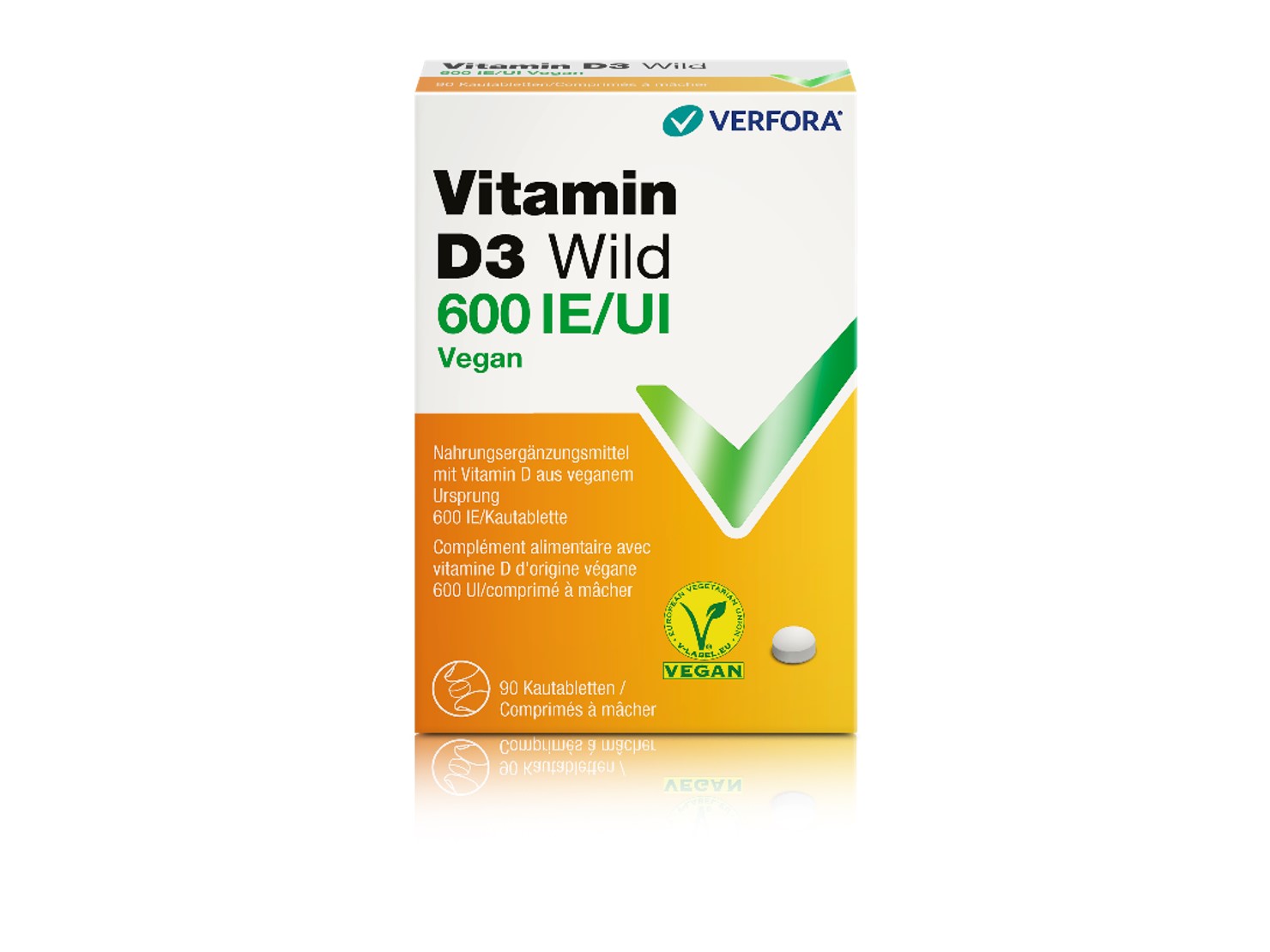 Vitamin D3 Wild cpr croquer 600 UI vegan 90 pce