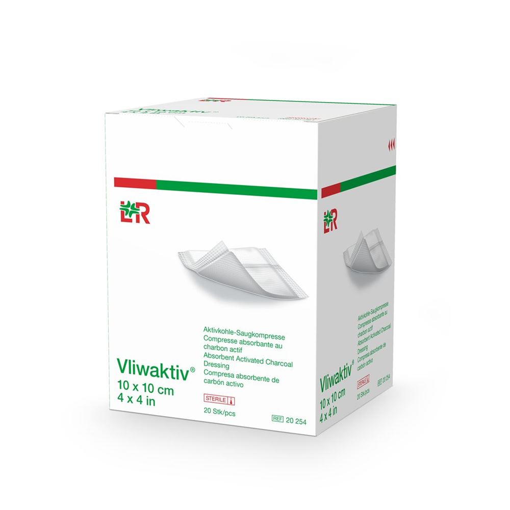 Image of Vliwaktiv Aktivkohle Saugkompresse 10x10cm steril 20 Stk