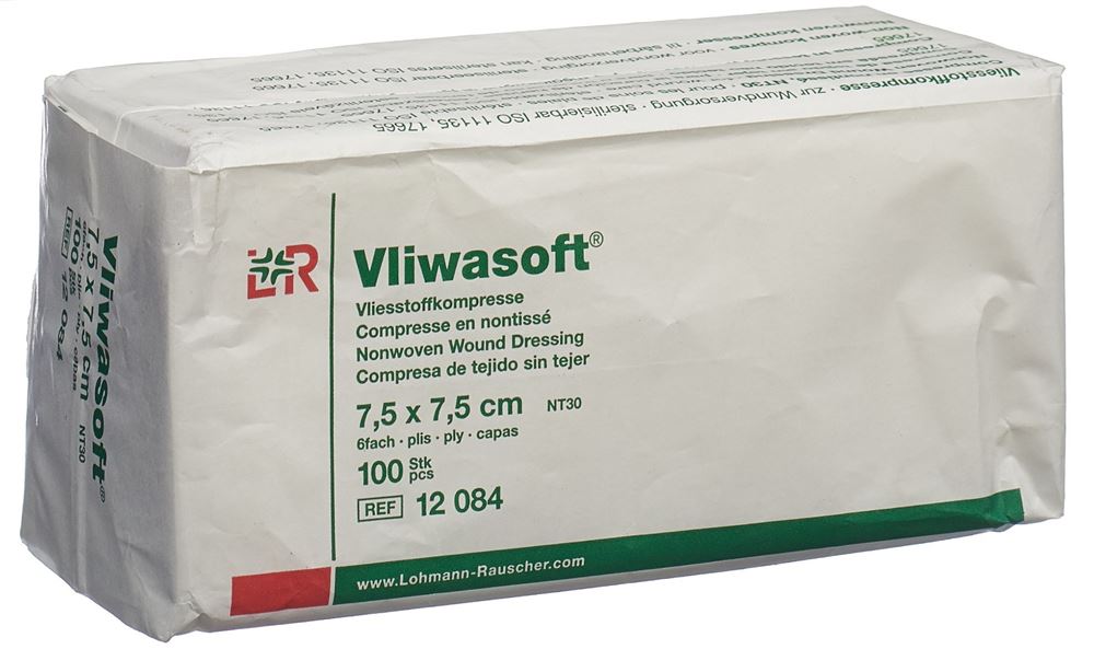 Image of Vliwasoft Vliesstoffkompressen 7.5x7.5cm 6-lagig Btl 100 Stk