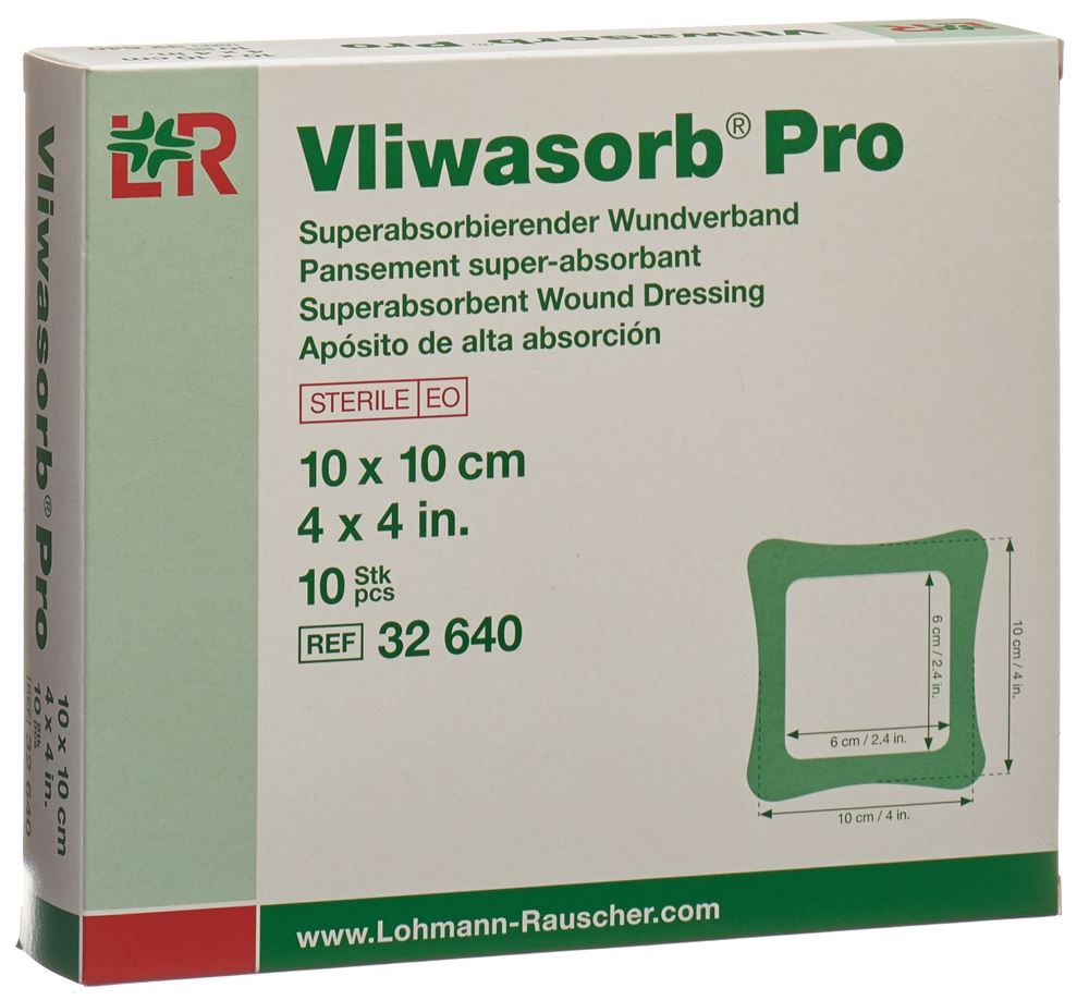 Vliwasorb Pro pansement super-absorbant 10x10cm 10 pce